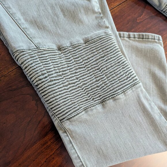Pistola Anthropologie Womens Sz 29 Military Green Moto Jeans Skinny Biker Ribbed - Picture 3 of 5